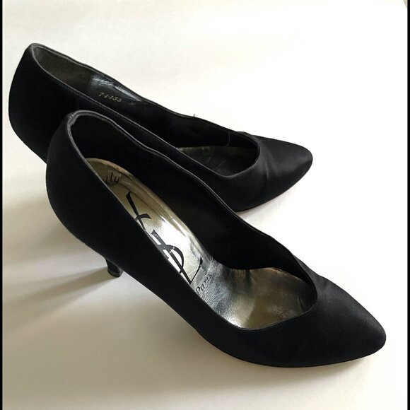 Yves Saint Laurent - YSL - Satin Evening Pumps - Black - Picture 3 of 6